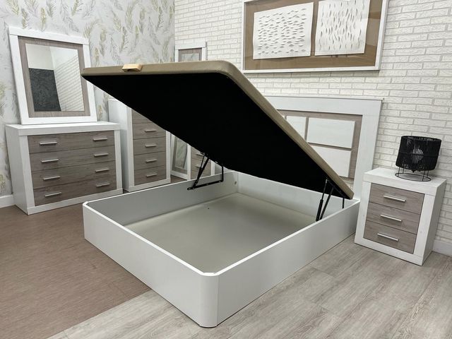 Canapé abatible blanco y beige