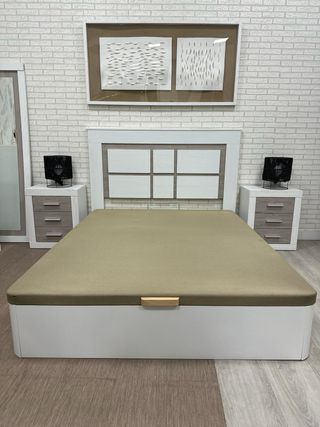 Canapé abatible blanco y beige