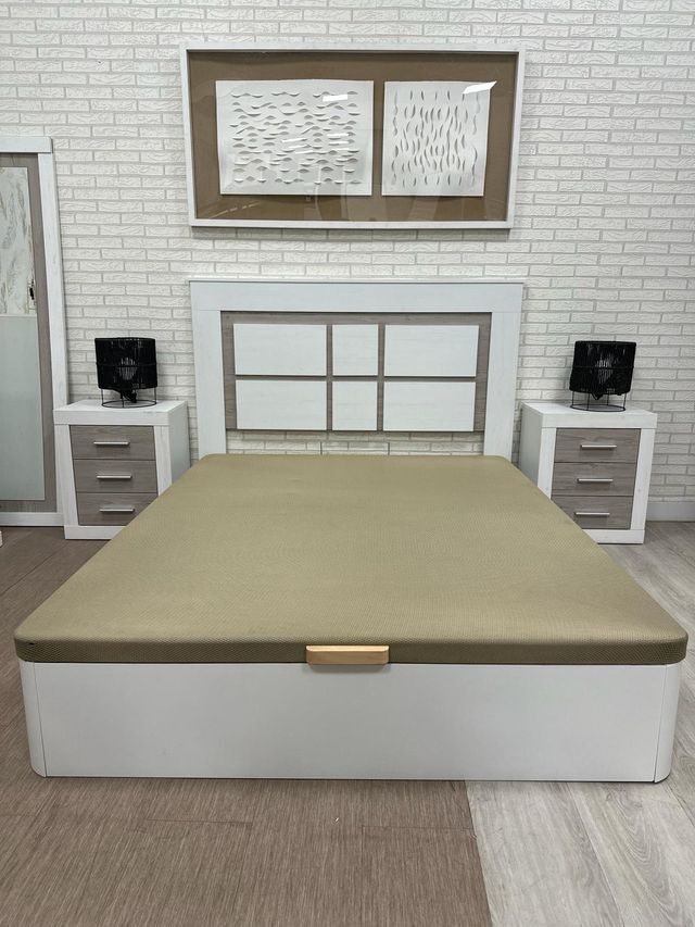 Canapé abatible blanco y beige