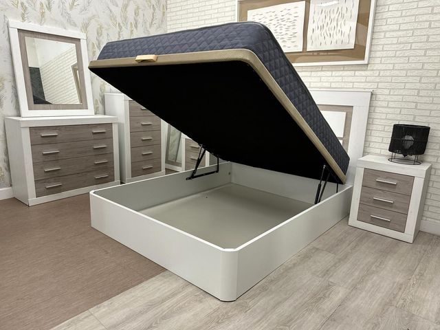 Canapé abatible blanco y beige