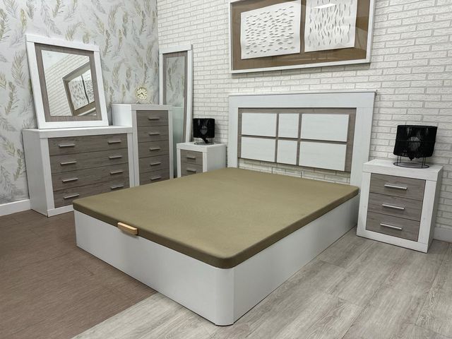 Canapé abatible blanco y beige