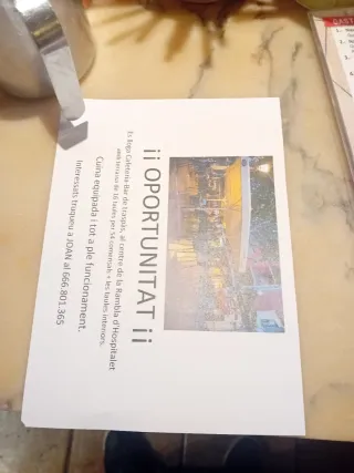 Traspaso Bar Restaurante, con terraza 16 mesas