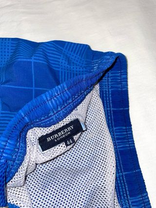 Bañador Burberry azul cuadros Logo Bordado M 44
