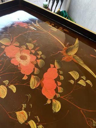 Coppia vassoi giapponesi vintage dipinti a mano