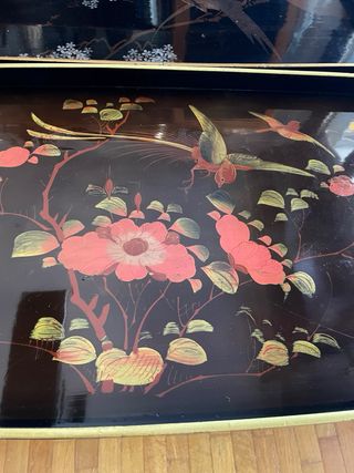Coppia vassoi giapponesi vintage dipinti a mano