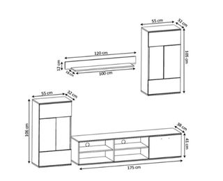 Mueble TV blanco - 175cm