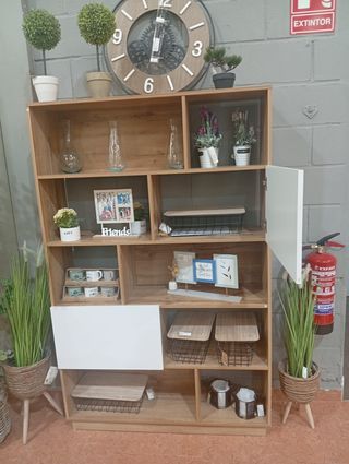 Estantería salón 2 puertas - Madera blanca