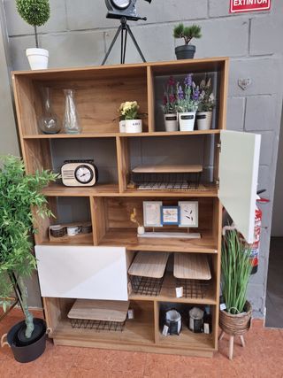 Estantería salón 2 puertas - Madera blanca