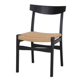 Silla BELINDA negra | mimbre y madera