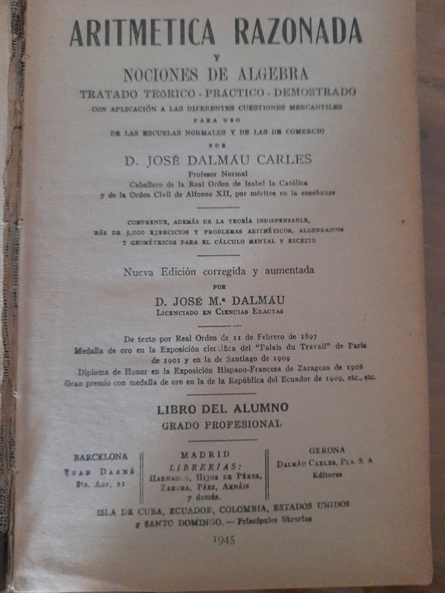 Aritmética razonada y nociones de álgebra