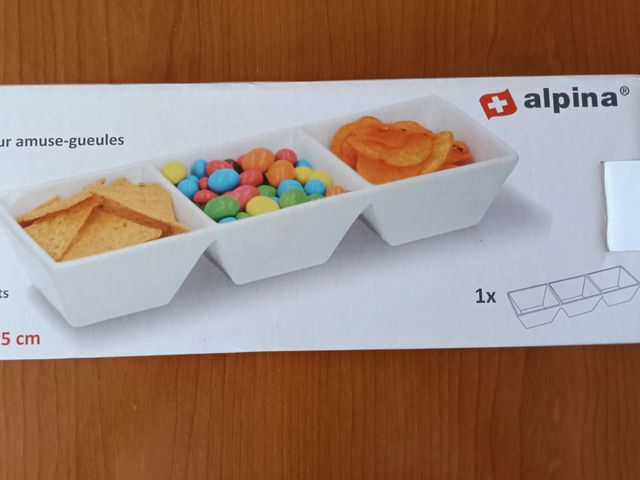 Fuente para aperitivos Alpina 3 secciones