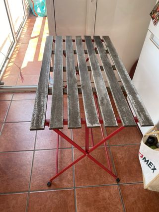 Mesa+sillas jardín plegable-rojo