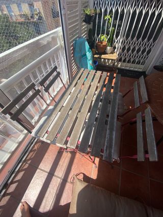 Mesa+sillas jardín plegable-rojo