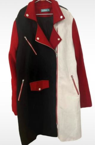 Chaqueta larga - roja, negra y blanco