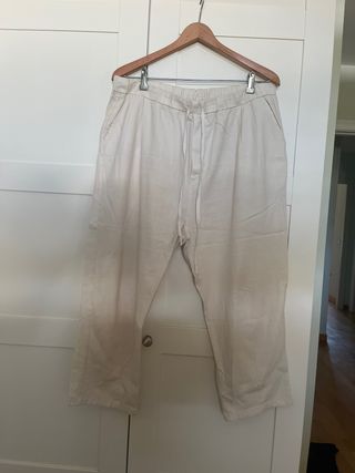 Pantalones Lino Zara XXL Beige