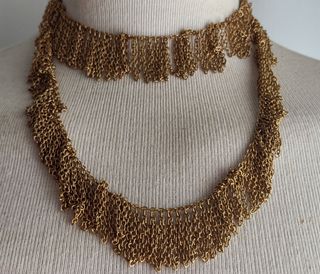 Collar dorado flecos cadenas 90cm