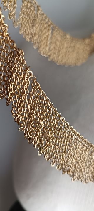 Collar dorado flecos cadenas 90cm