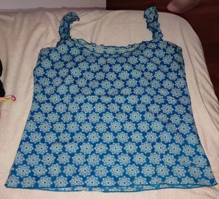 Camiseta tirantes azul - blanca