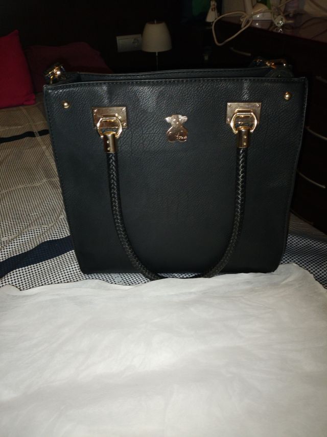 Bolso osito negro grande doble asa i