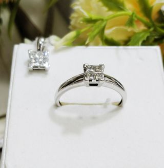 Conjunto oro blanco 18k - diamantes