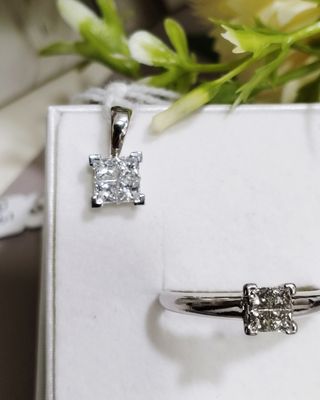 Conjunto oro blanco 18k - diamantes