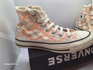 Converse All Star bianche crochet Tg 36