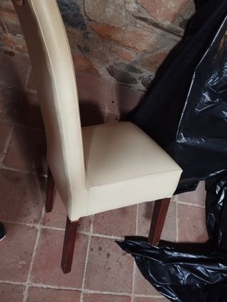 4 sillas comedor beige - piel sintética