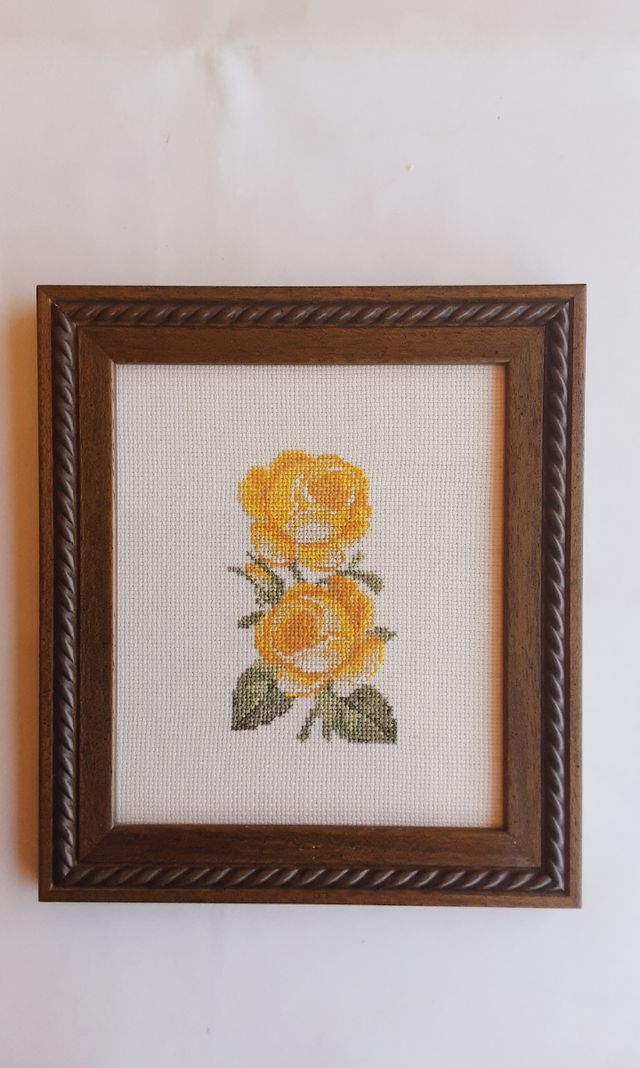 3 Cuadros punto de cruz rosas 3 de perros