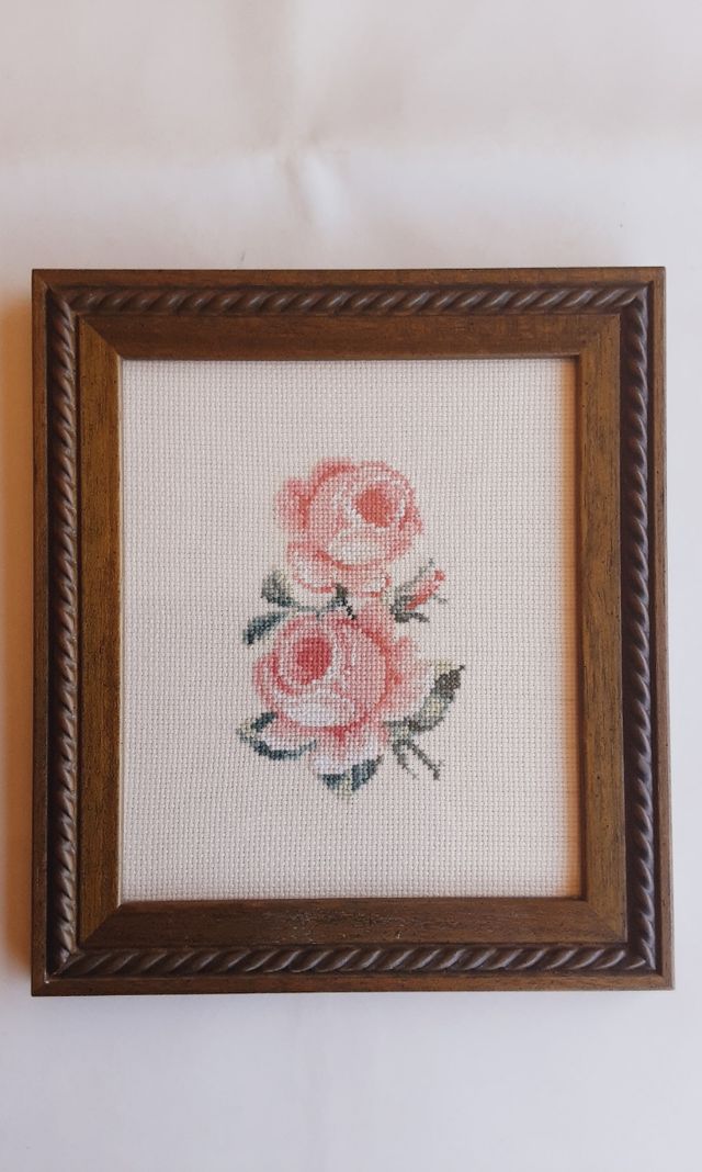 3 Cuadros punto de cruz rosas 3 de perros