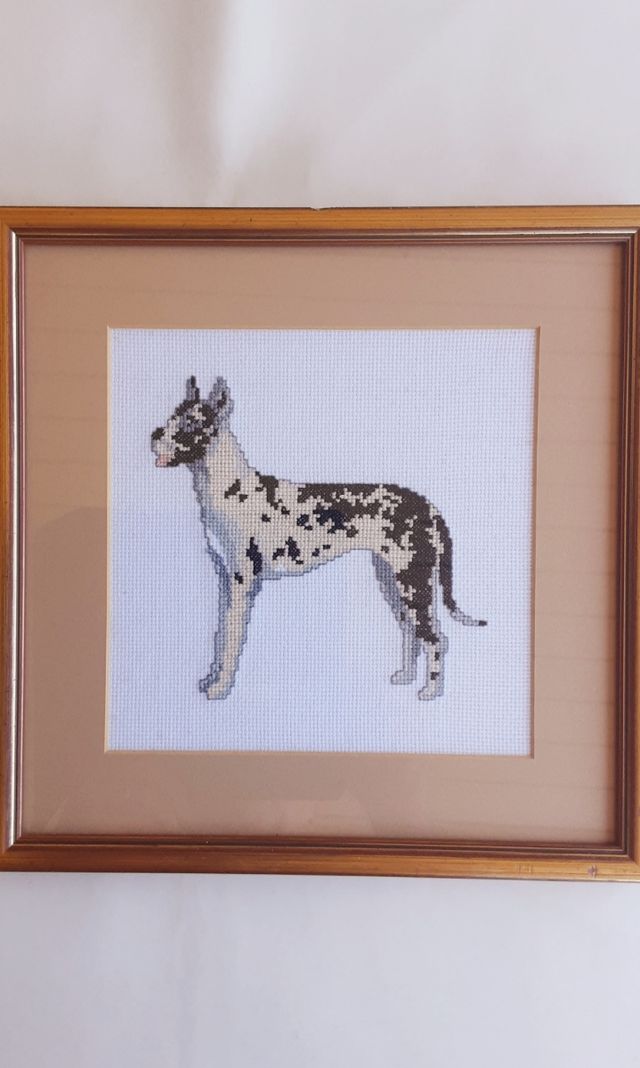 3 Cuadros punto de cruz rosas 3 de perros