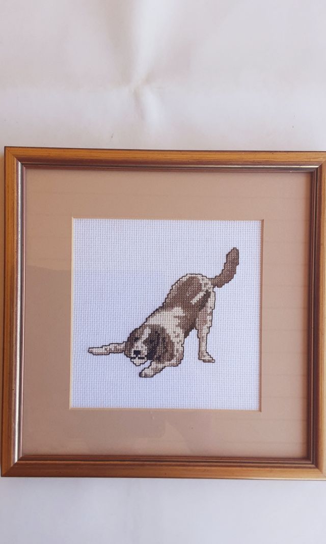 3 Cuadros punto de cruz rosas 3 de perros