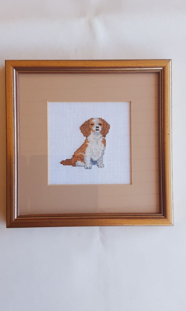 3 Cuadros punto de cruz rosas 3 de perros