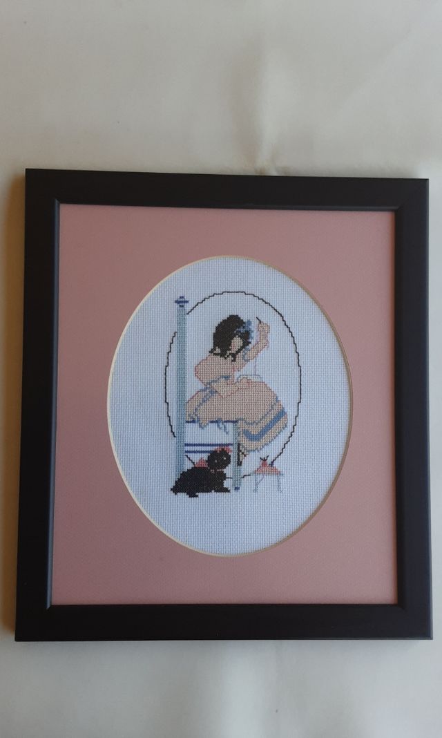 3 Cuadros punto de cruz rosas 3 de perros