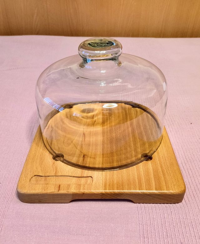 Campana cristal para quesos - Madera y Cristal