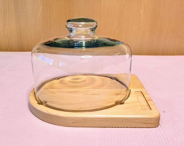 Campana cristal para quesos - Madera y Cristal