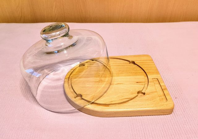 Campana cristal para quesos - Madera y Cristal