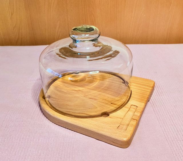 Campana cristal para quesos - Madera y Cristal