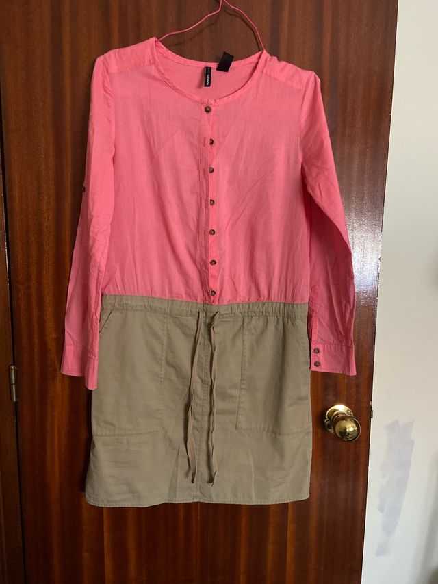 Vestido Mango XS - Rosa y Beige