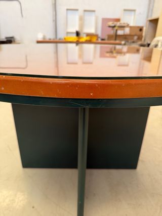 Tavolo rotondo in vetro 120 cm - marrone/verde
