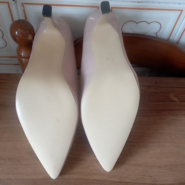 Zapatos tacón rosa palo,con 7 cm de tacón fino