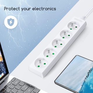 Aigostar Regleta alargador de 5 enchufes 16A 2P+E