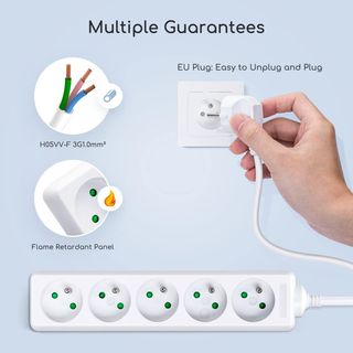 Aigostar Regleta alargador de 5 enchufes 16A 2P+E