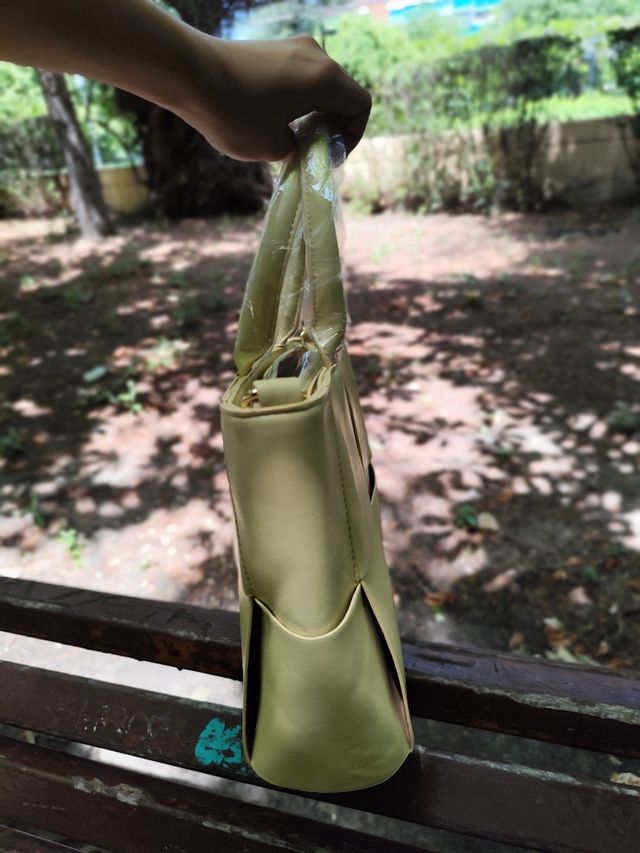 Bolso Doble AA grande amarillo pastel