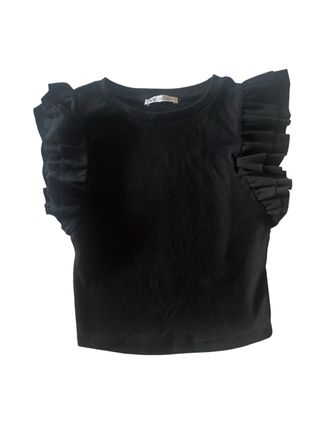 Top Zara negro con volantes