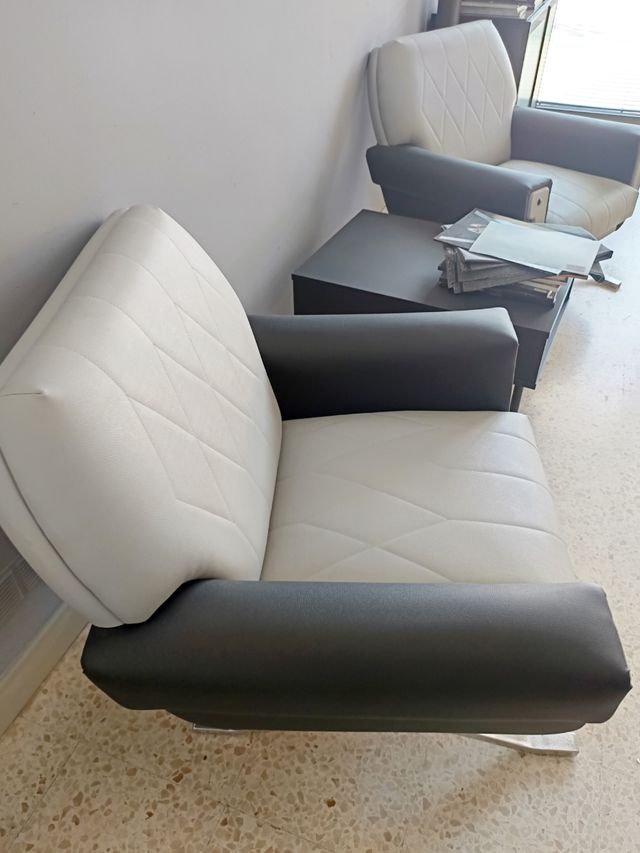 Sillón blanco y negro - Piel sintética nuevo