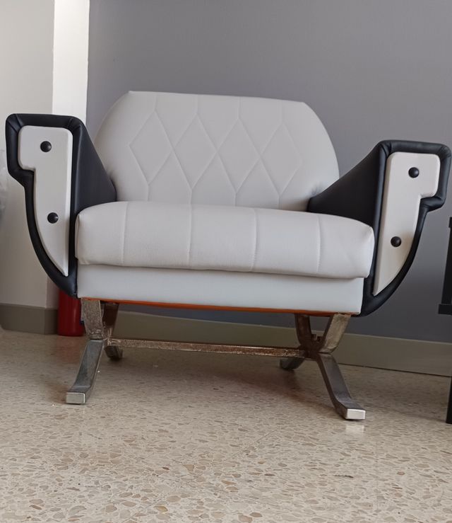 Sillón blanco y negro - Piel sintética nuevo