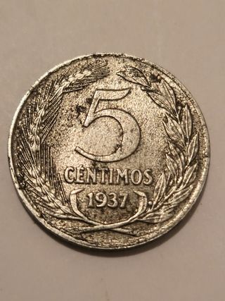 Moneda de error de 5 centimos de 1937