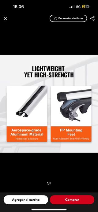 Barras Baca Coche 54" - Nuevas