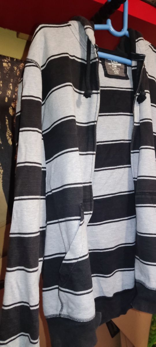 Sudadera rayas gris-negra L