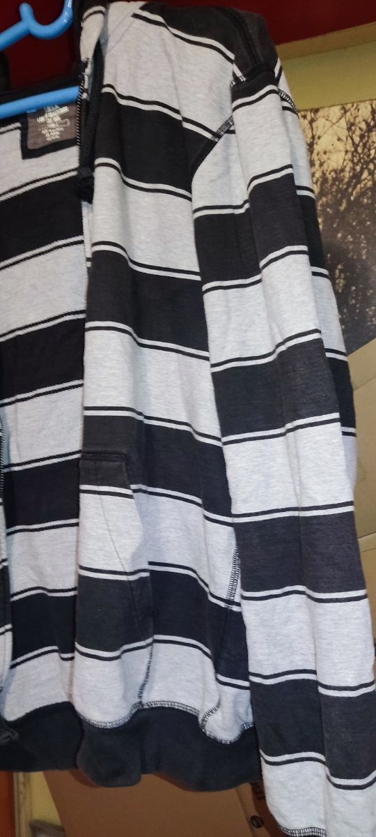 Sudadera rayas gris-negra L